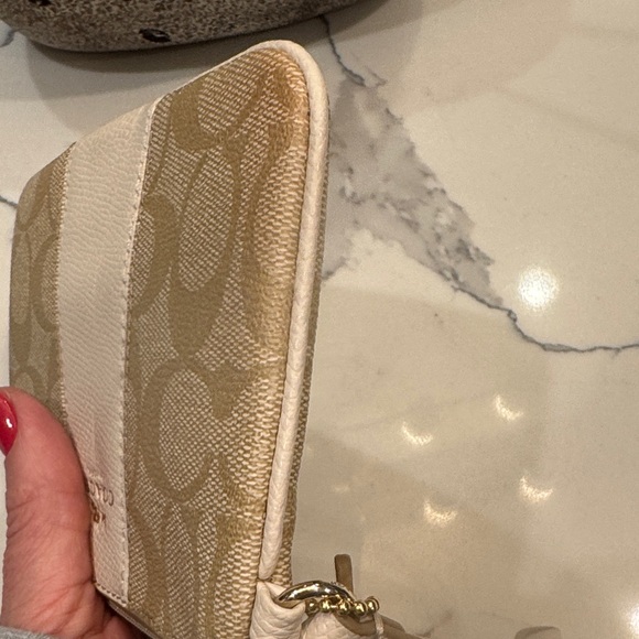 Coach Tan and Cream Signature Wristlet - Picture 5 of 16